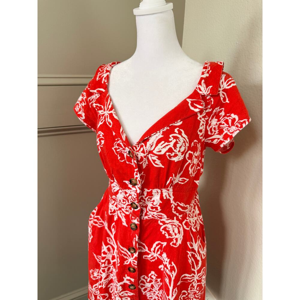 Free People A Thing Called Love Red Floral Mini Dress Size 6 - Picture 3 of 7
